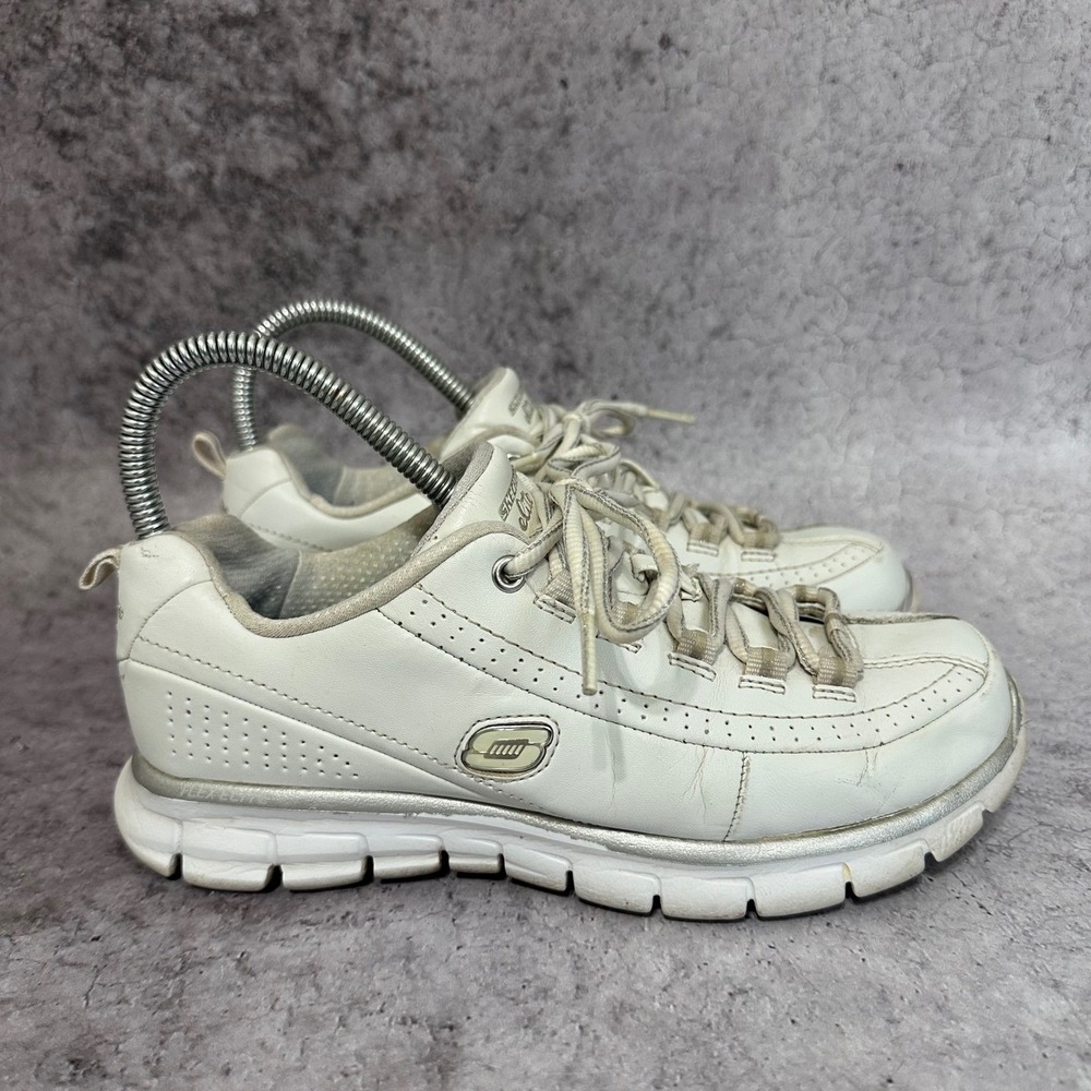 Skechers Synergy Elite Status Womens 6.5 White Sneakers Memory Foam 11793โ